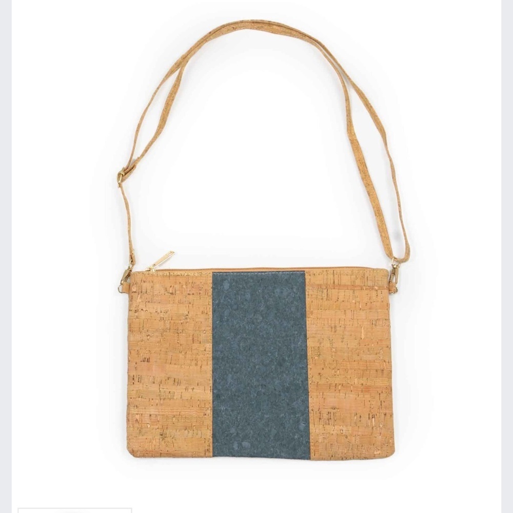 New Natural Cork Handbags Color Block Grey G1